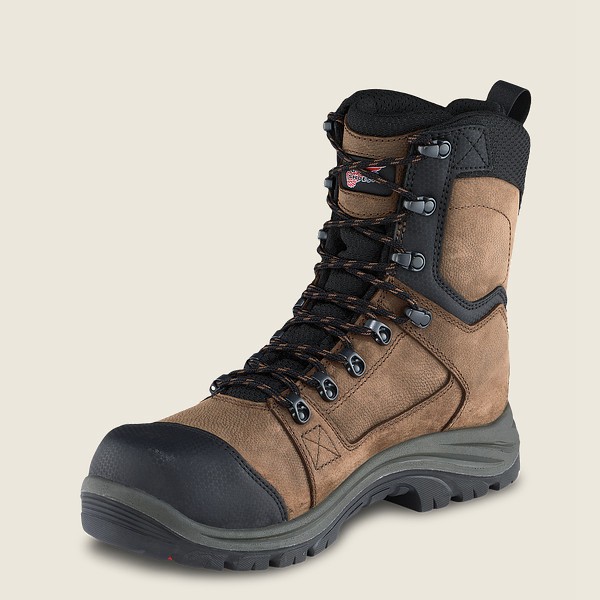 Red Wing Safety Boots Mens Brown/Black - Trades - 8-inch Insulated Waterproof Toe - 7081592-CF